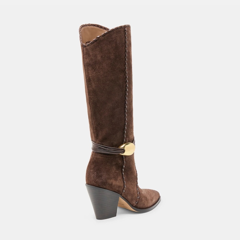 Dolce Vita Jody Boots Dk Brown Suede Heeled Boots 7.5 festival - Picture 4 of 10